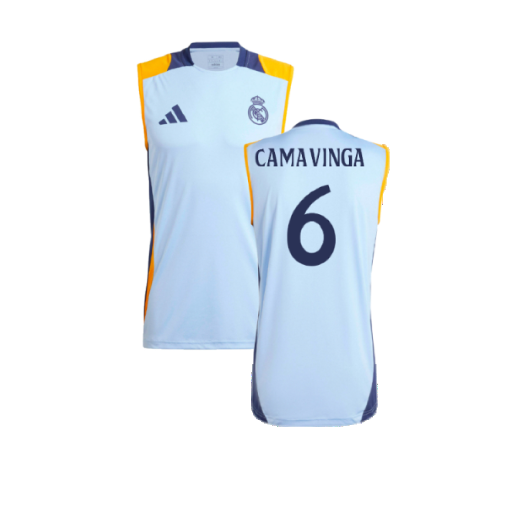 2024-2025 Real Madrid Sleeveless Jersey (Glow Blue) (Camavinga 6)