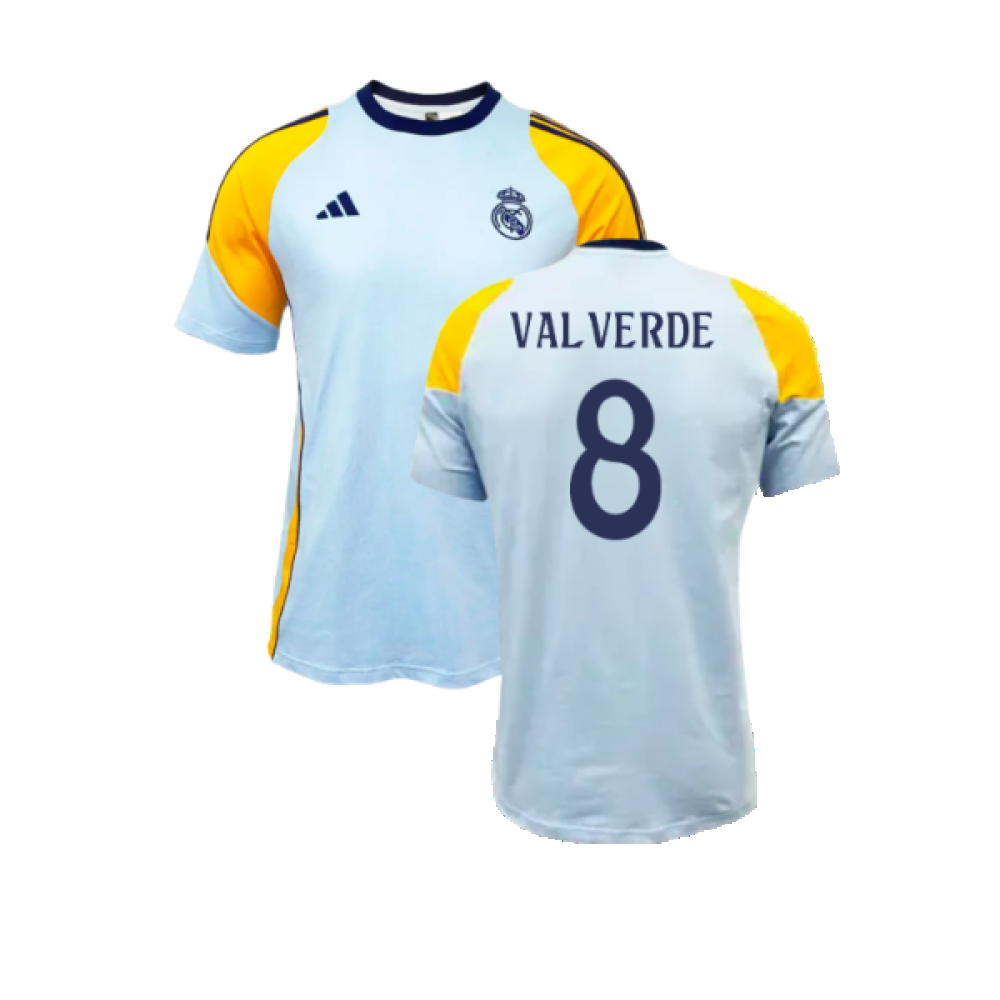 2024-2025 Real Madrid Training Tee (Glow Blue) (Valverde 8)