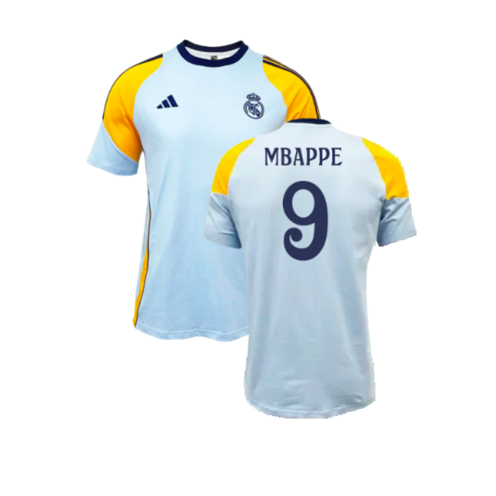 2024-2025 Real Madrid Training Tee (Glow Blue) (Mbappe 9)