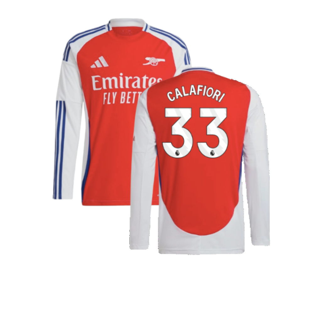 2024-2025 Arsenal Long Sleeve Home Shirt (Calafiori 33)