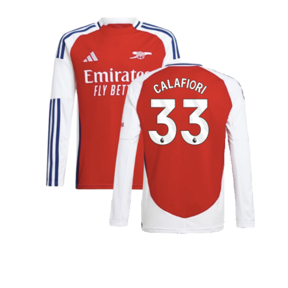 2024-2025 Arsenal Long Sleeve Home Shirt (Kids) (Calafiori 33)