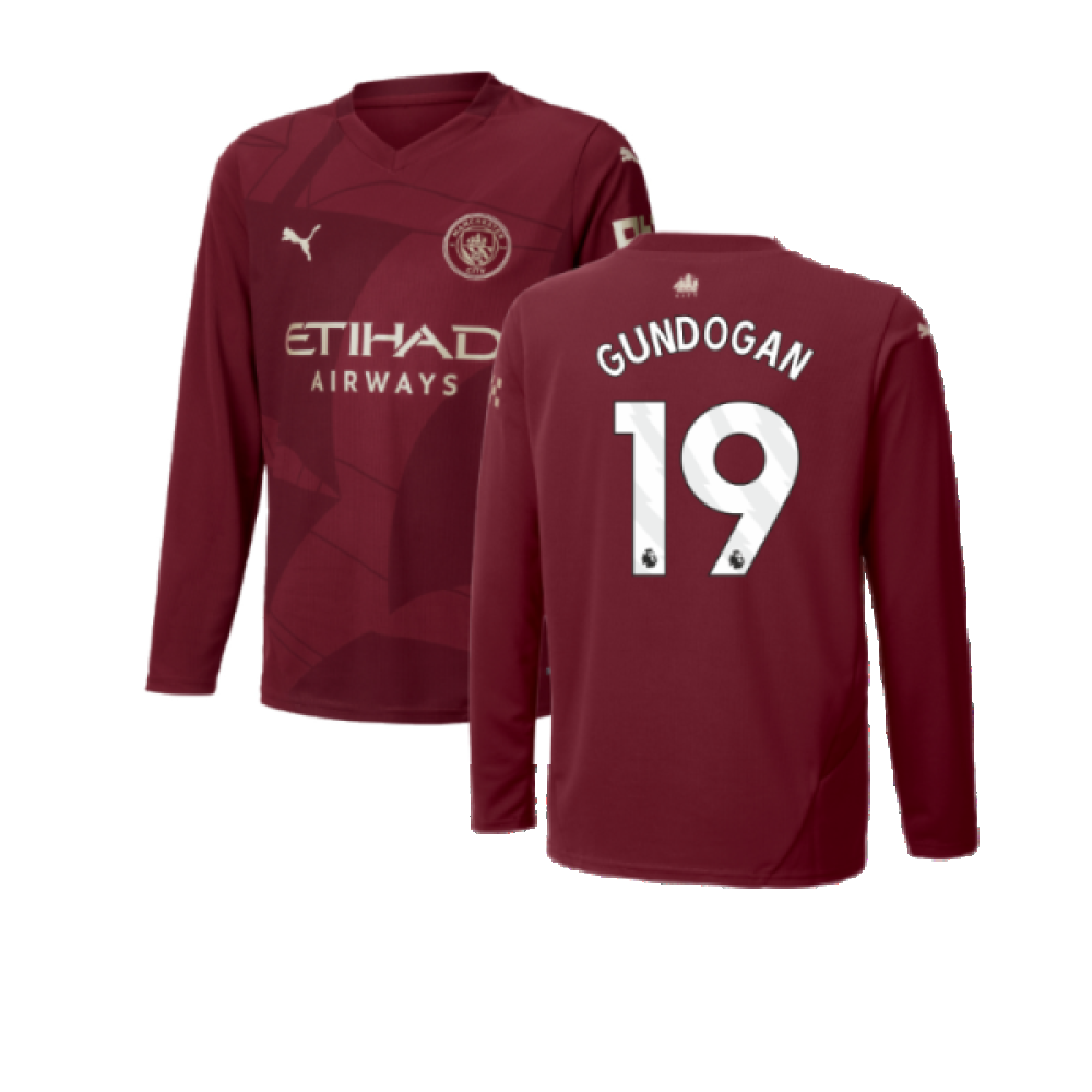 2024-2025 Man City Third Long Sleeve Shirt (Kids) (Gundogan 19)