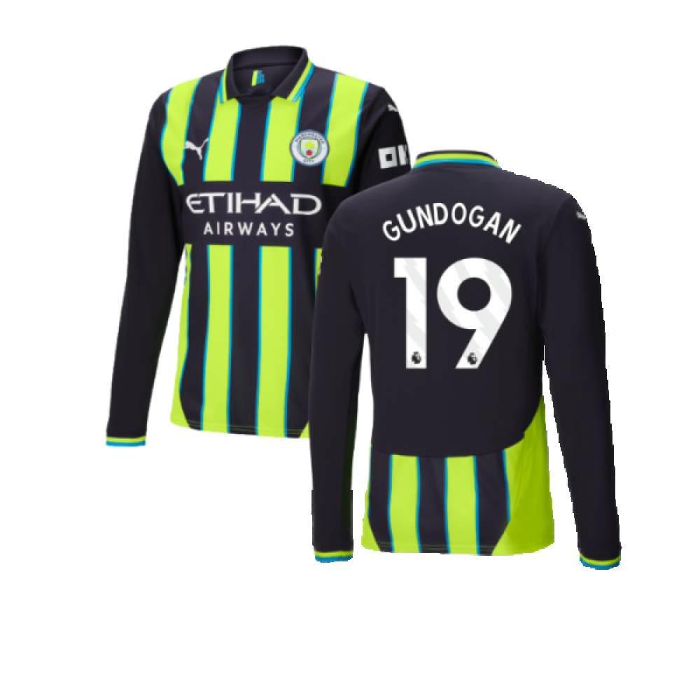 2024-2025 Man City Away Long Sleeve Authentic Shirt (Gundogan 19)