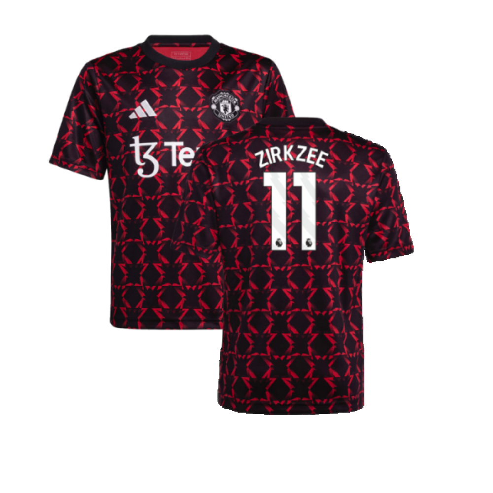 2024-2025 Man Utd Pre-Match Shirt (Black) - Kids (Zirkzee 11)