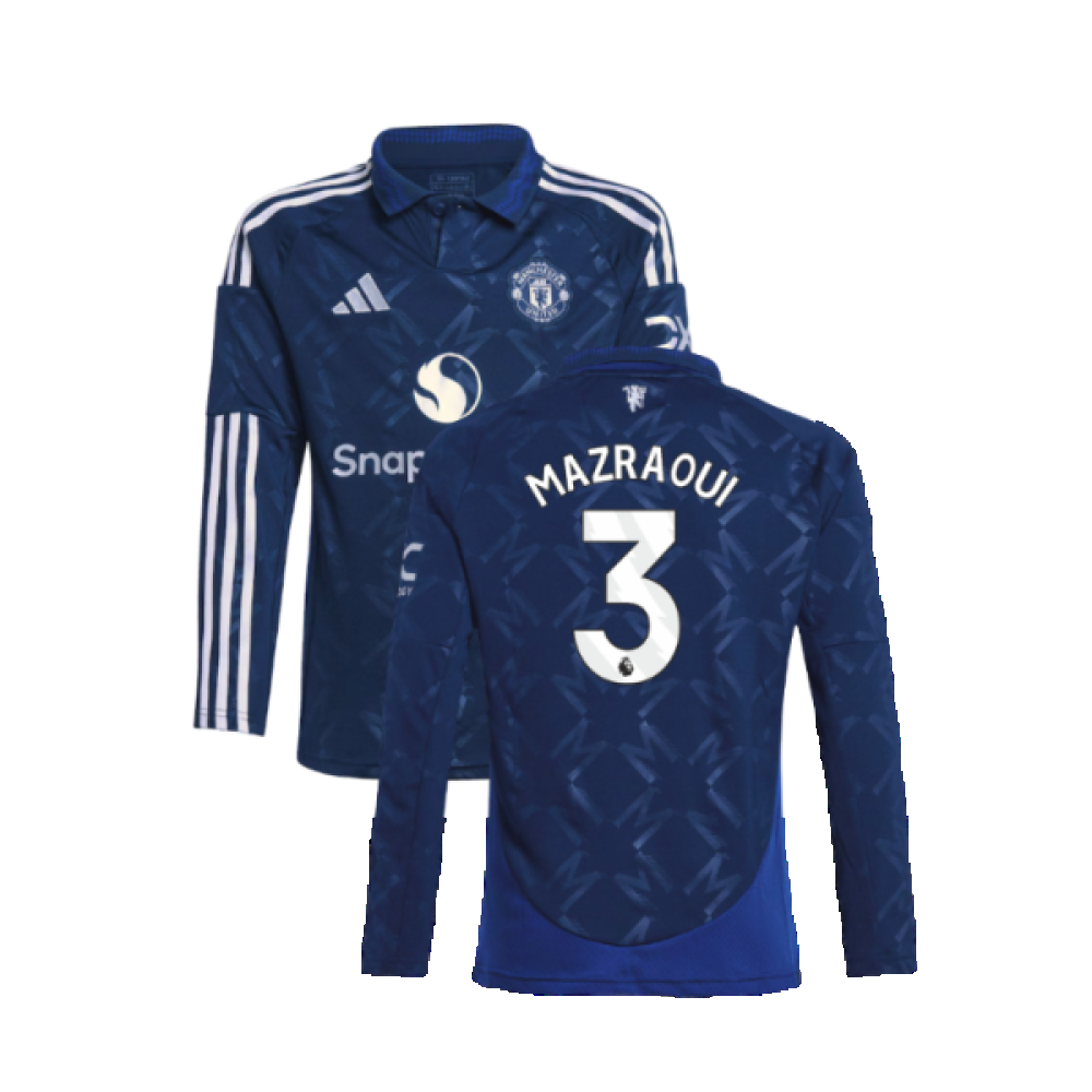 2024-2025 Man Utd Long Sleeve Away Shirt (Kids) (Mazraoui 3)