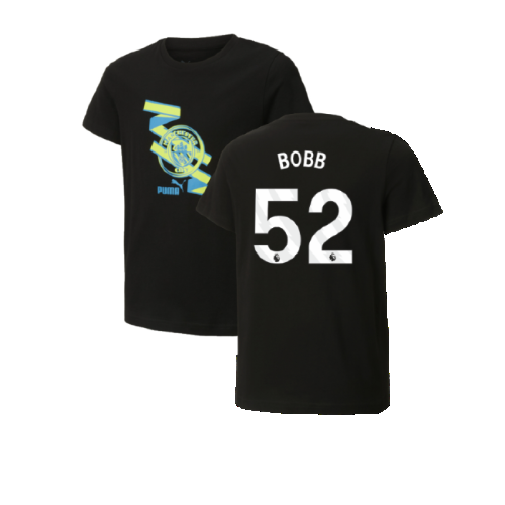 2024-2025 Man City ftblCulture Tee (Black) - Kids (Bobb 52)