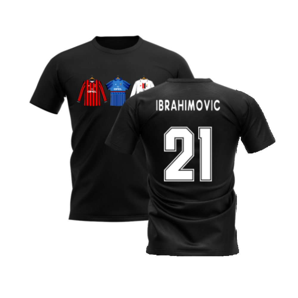 AC Milan 1995-1996 Retro Shirt T-shirt (Black) (Ibrahimovic 21)