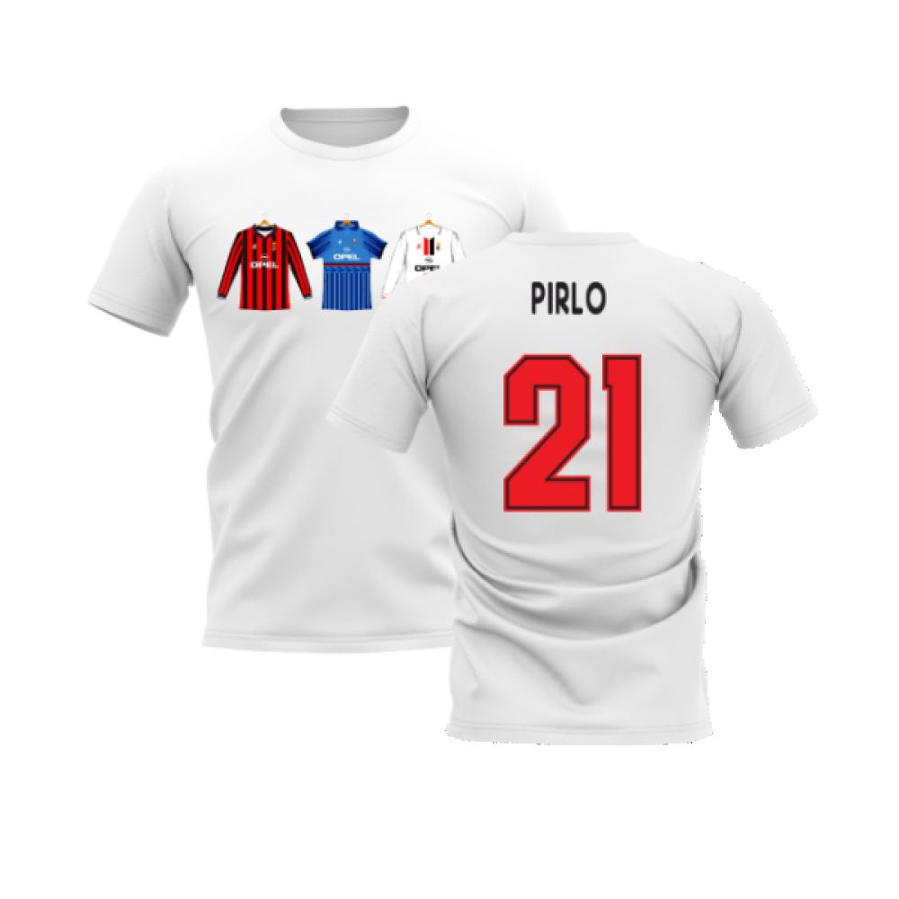 AC Milan 1995-1996 Retro Shirt T-shirt (White) (PIRLO 21)