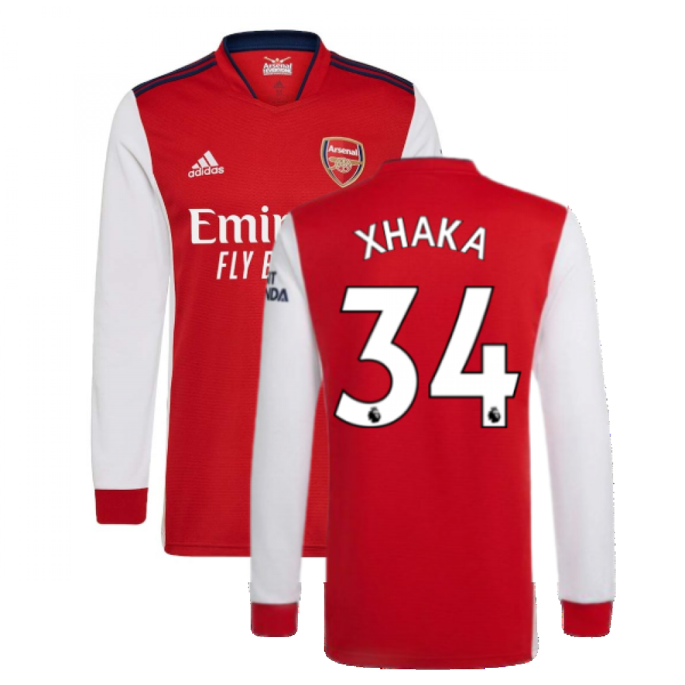 Arsenal 2021-2022 Long Sleeve Home Shirt (XHAKA 34)