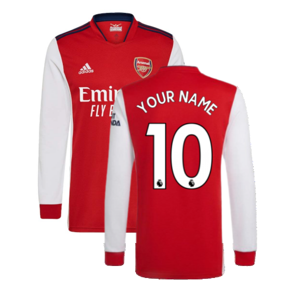 Arsenal 2021-2022 Long Sleeve Home Shirt (Your Name)