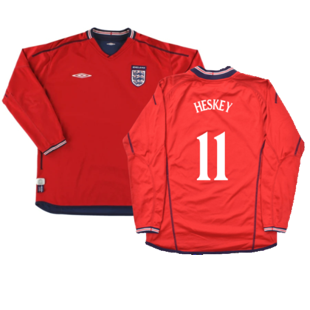 England 2002-04 Long Sleeve Away Shirt (L) (Very Good) (Heskey 11)