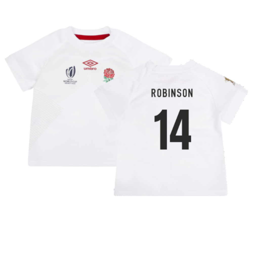 England RWC 2023 Home Replica Rugby Baby Kit (Robinson 14)