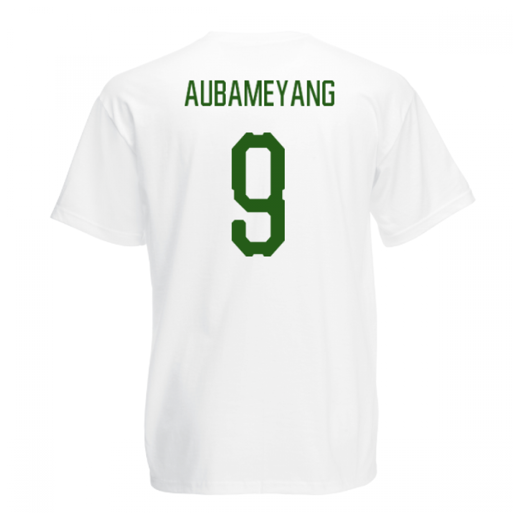 Gabon Core Football Country T-Shirt (White) (Aubameyang 9)