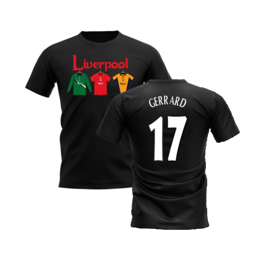 Liverpool 2000-2001 Retro Shirt T-shirt - Text (Black) (GERRARD 17)