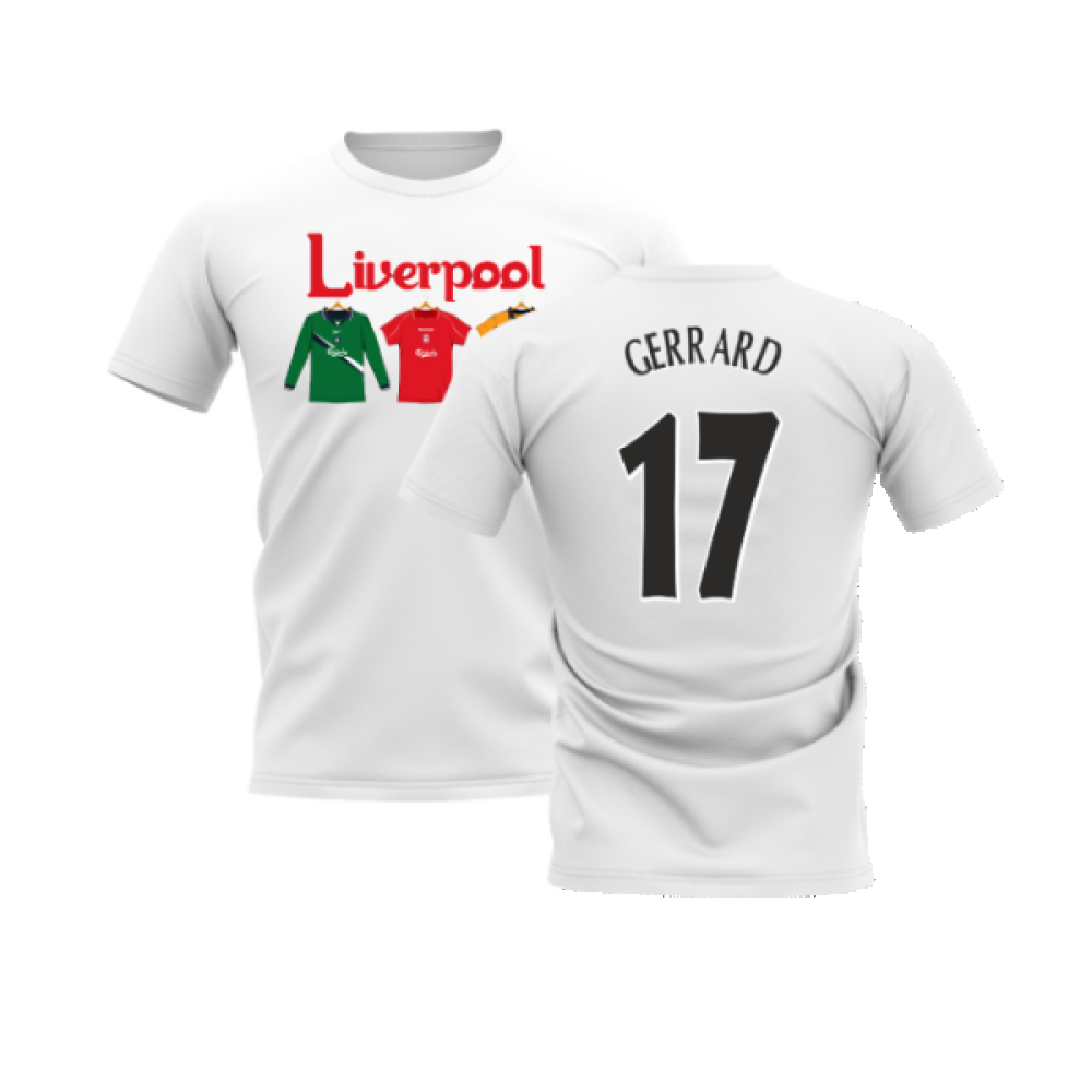 Liverpool 2000-2001 Retro Shirt T-shirt - Text (White) (GERRARD 17)