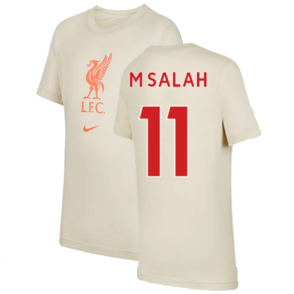 Liverpool 2021-2022 Evergreen Crest Tee (Fossil) - Kids (M.SALAH 11)