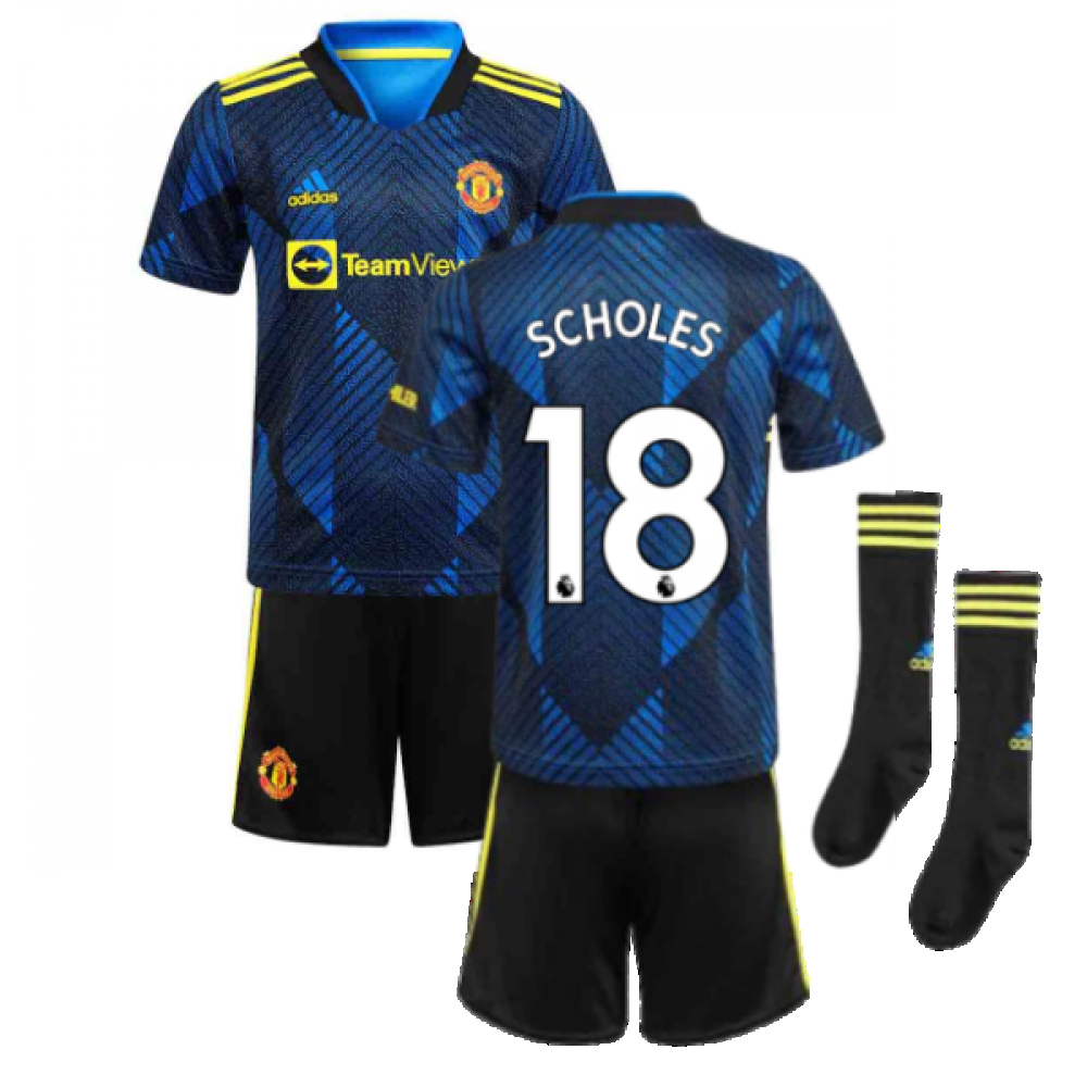 Man Utd 2021-2022 Third Mini Kit (Blue) (SCHOLES 18)