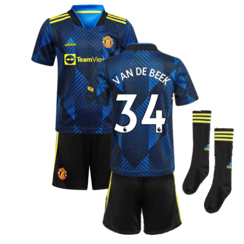 Man Utd 2021-2022 Third Mini Kit (Blue) (VAN DE BEEK 34)