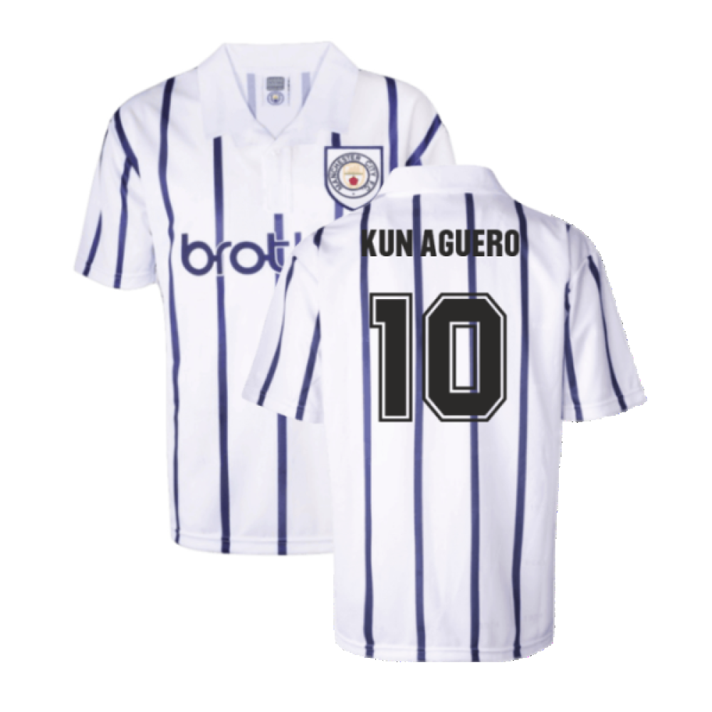 Manchester City 1993 Away Retro Football Shirt (KUN AGUERO 10)