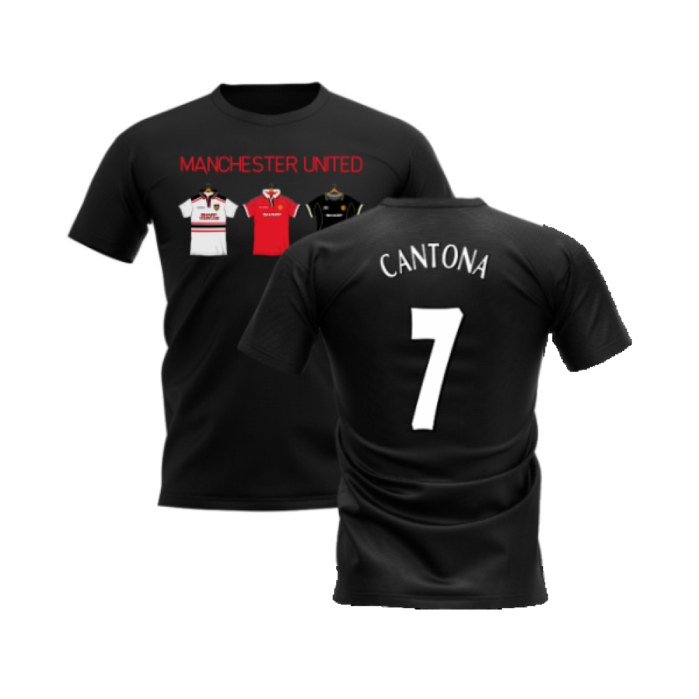 Manchester United 1998-1999 Retro Shirt T-shirt - Text (Black) (Cantona 7)