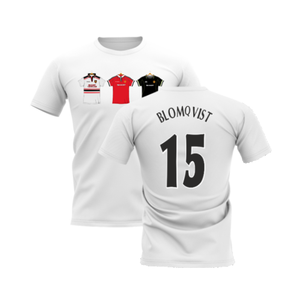 Manchester United 1998-1999 Retro Shirt T-shirt (White) (Blomqvist 15)