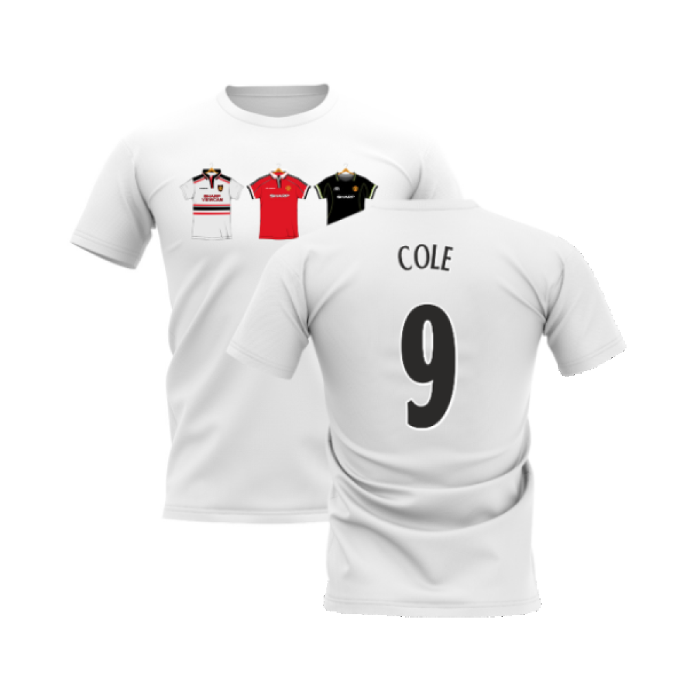 Manchester United 1998-1999 Retro Shirt T-shirt (White) (Cole 9)