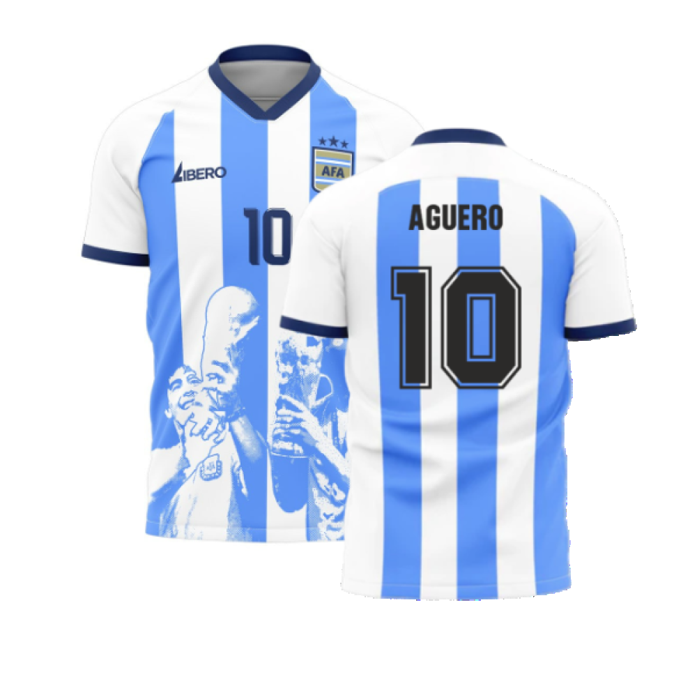 Messi x Maradona Argentina World Cup Tribute Shirt (AGUERO 10)