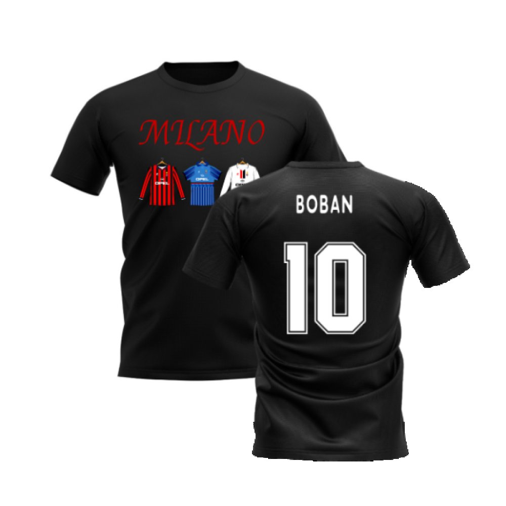 Milano 1995-1996 Retro Shirt T-shirt Text (Black) (BOBAN 10)