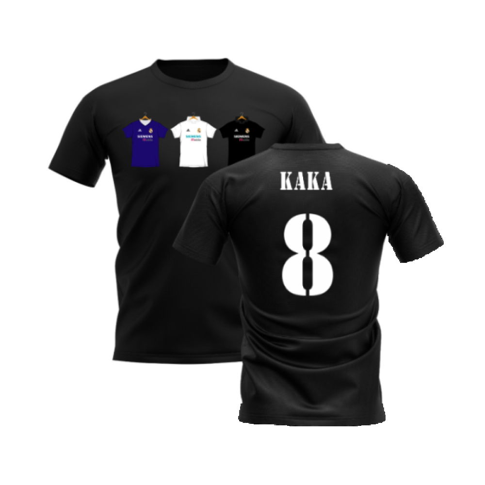 Real Madrid 2002-2003 Retro Shirt T-shirt (Black) (KAKA 8)