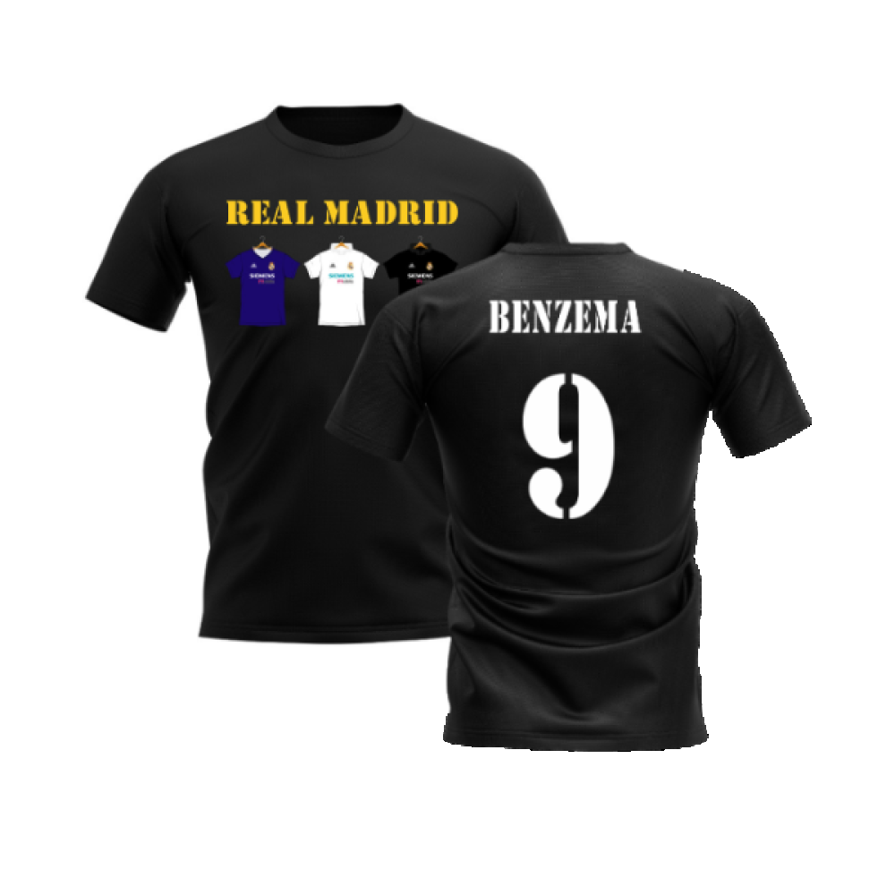 Real Madrid 2002-2003 Retro Shirt T-shirt Text (Black) (BENZEMA 9)