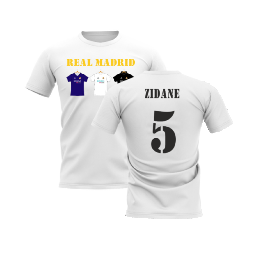 Real Madrid 2002-2003 Retro Shirt T-shirt - Text (White) (ZIDANE 5)