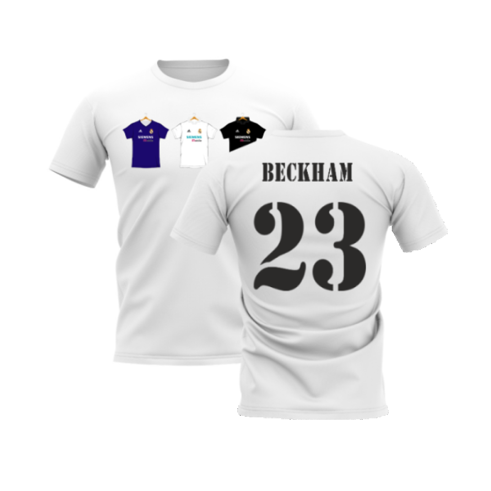 Real Madrid 2002-2003 Retro Shirt T-shirt (White) (BECKHAM 23)