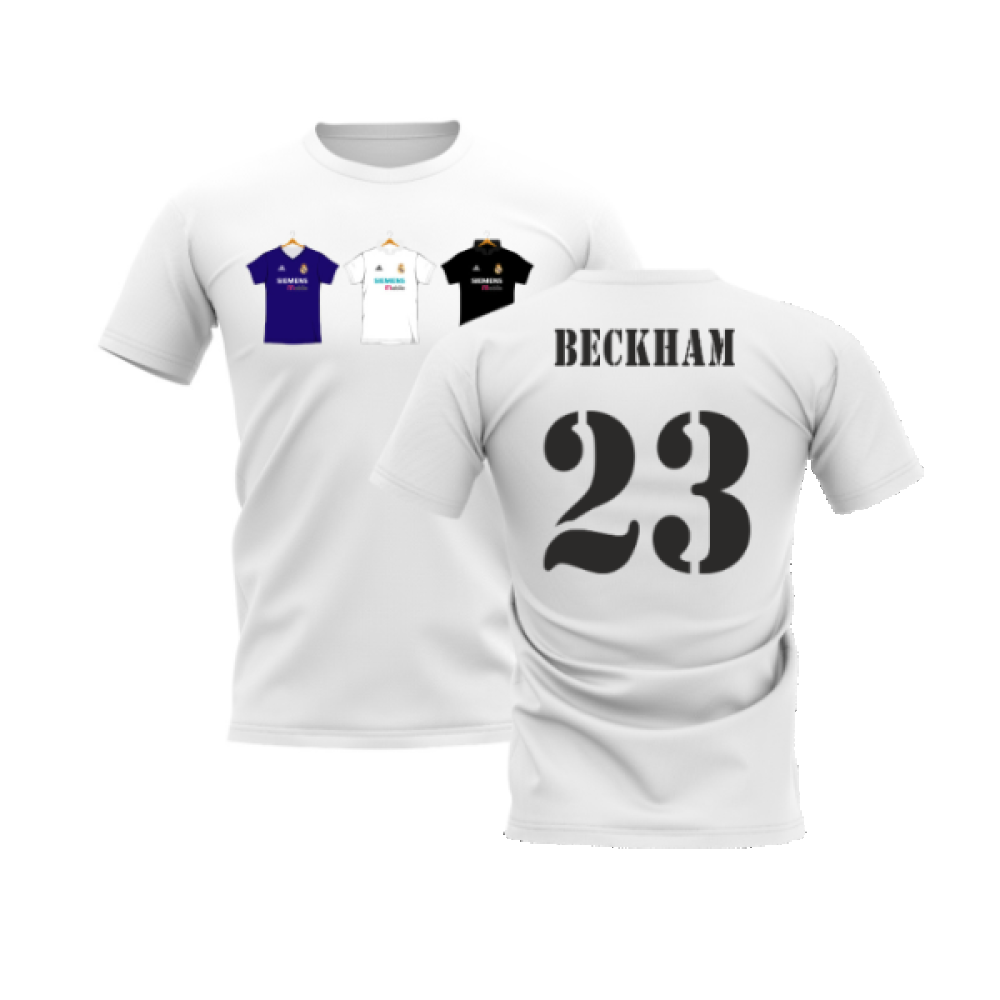 Real Madrid 2002-2003 Retro Shirt T-shirt (White) (BECKHAM 23)