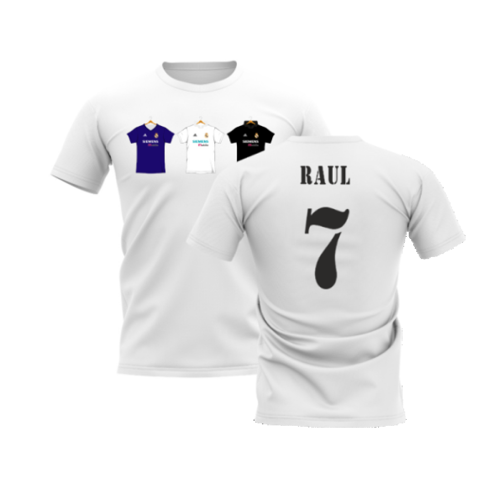 Real Madrid 2002-2003 Retro Shirt T-shirt (White) (RAUL 7)