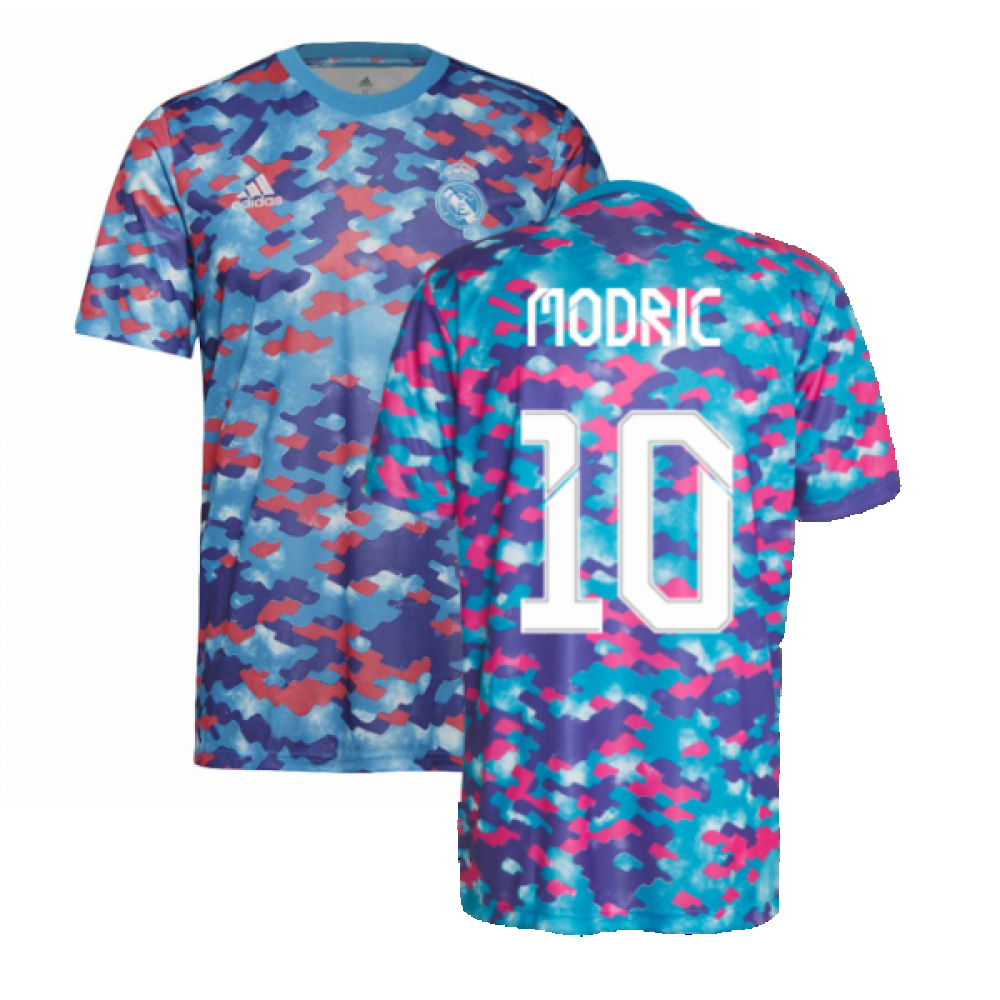 Real Madrid 2021-2022 Pre-Match Training Shirt (Pink) (MODRIC 10)