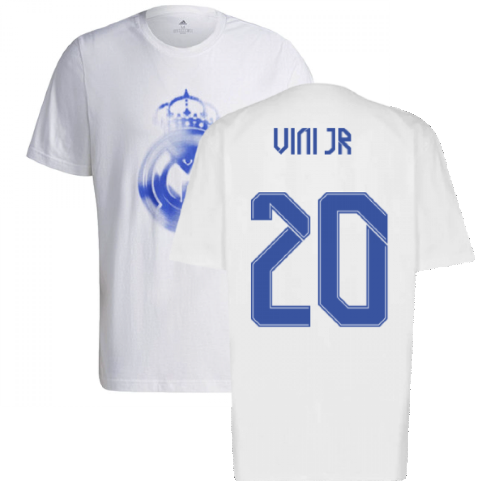 Real Madrid 2021-2022 Training Tee (White-Blue) (VINI JR 20)