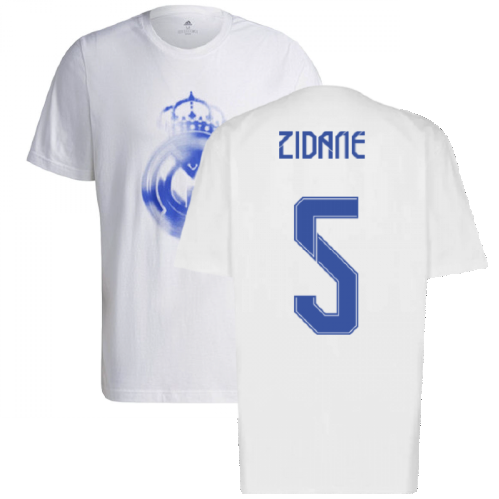 Real Madrid 2021-2022 Training Tee (White-Blue) (ZIDANE 5)