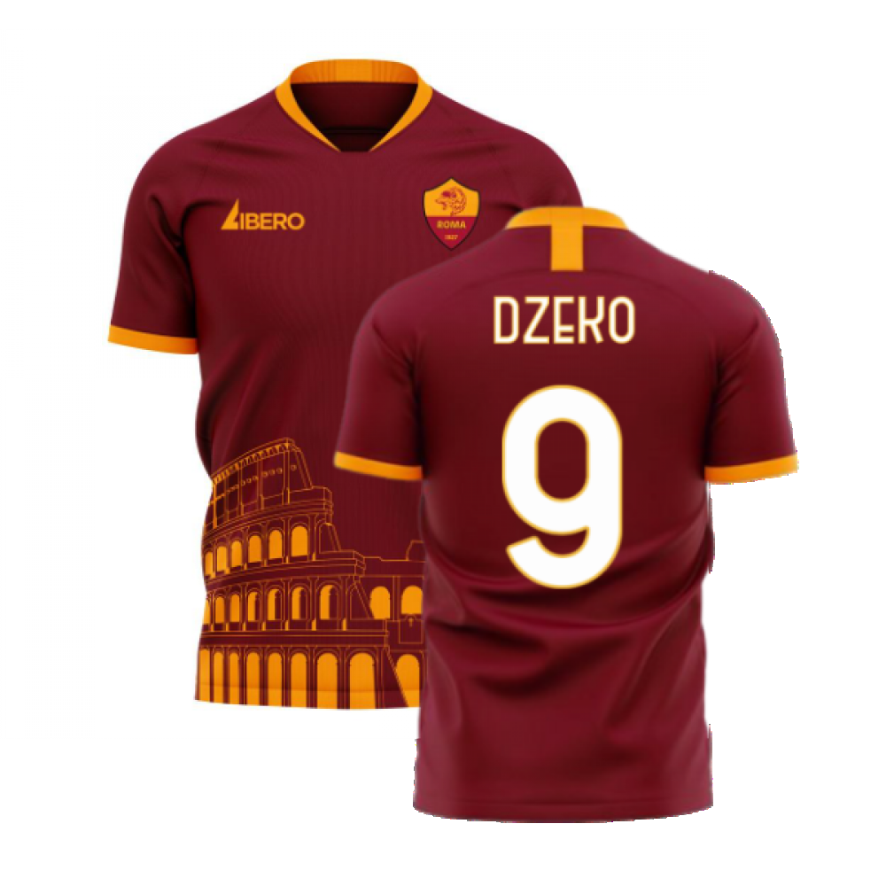 Roma 2024-2025 Home Concept Football Kit (Libero) - No Sponsor (DZEKO 9)