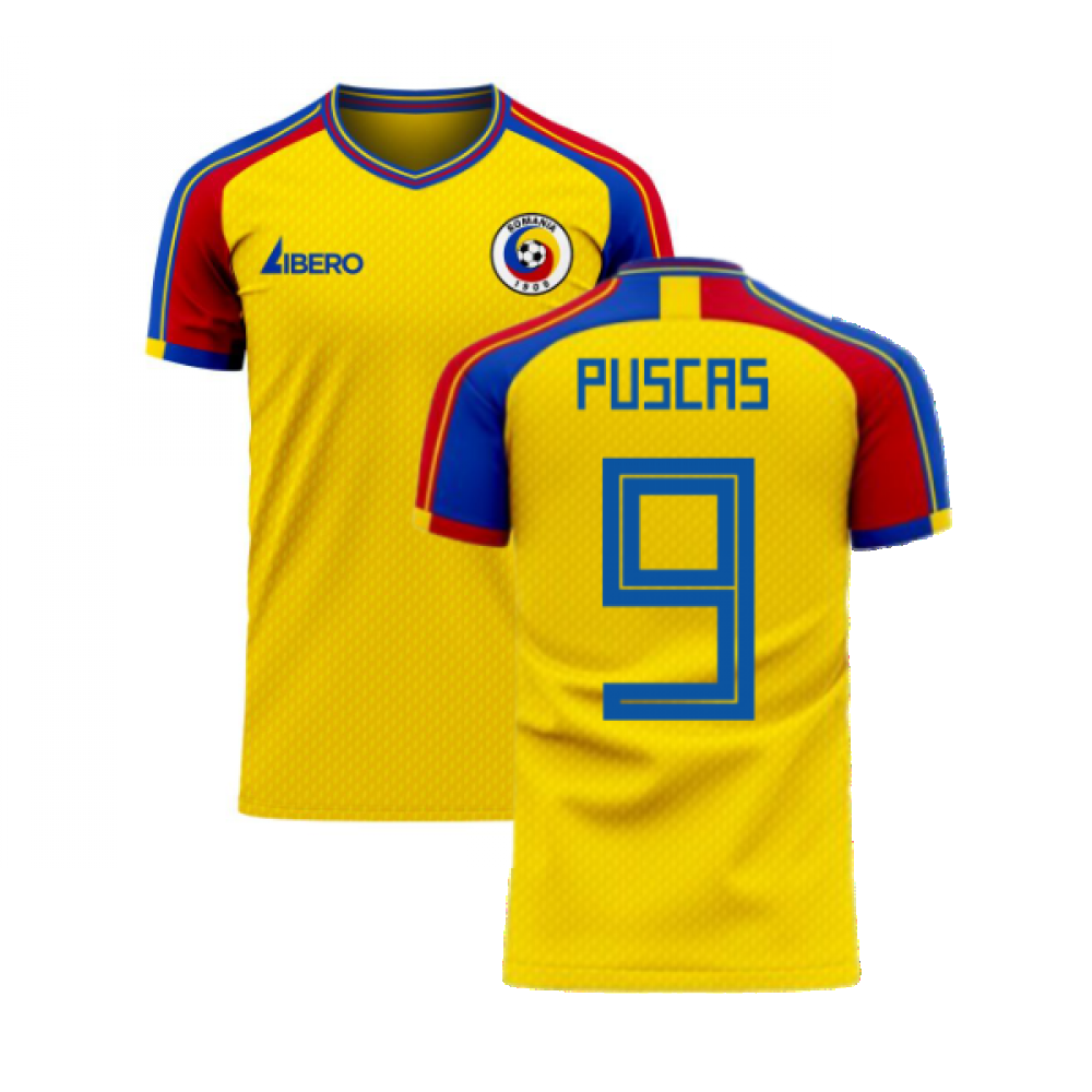 Romania 2024-2025 Home Concept Football Kit (Libero) (PUSCAS 9)