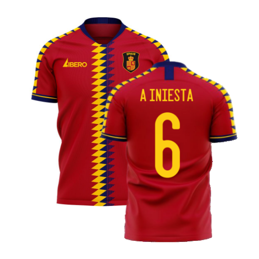 Spain 2024-2025 Home Concept Football Kit (Libero) (A INIESTA 6)