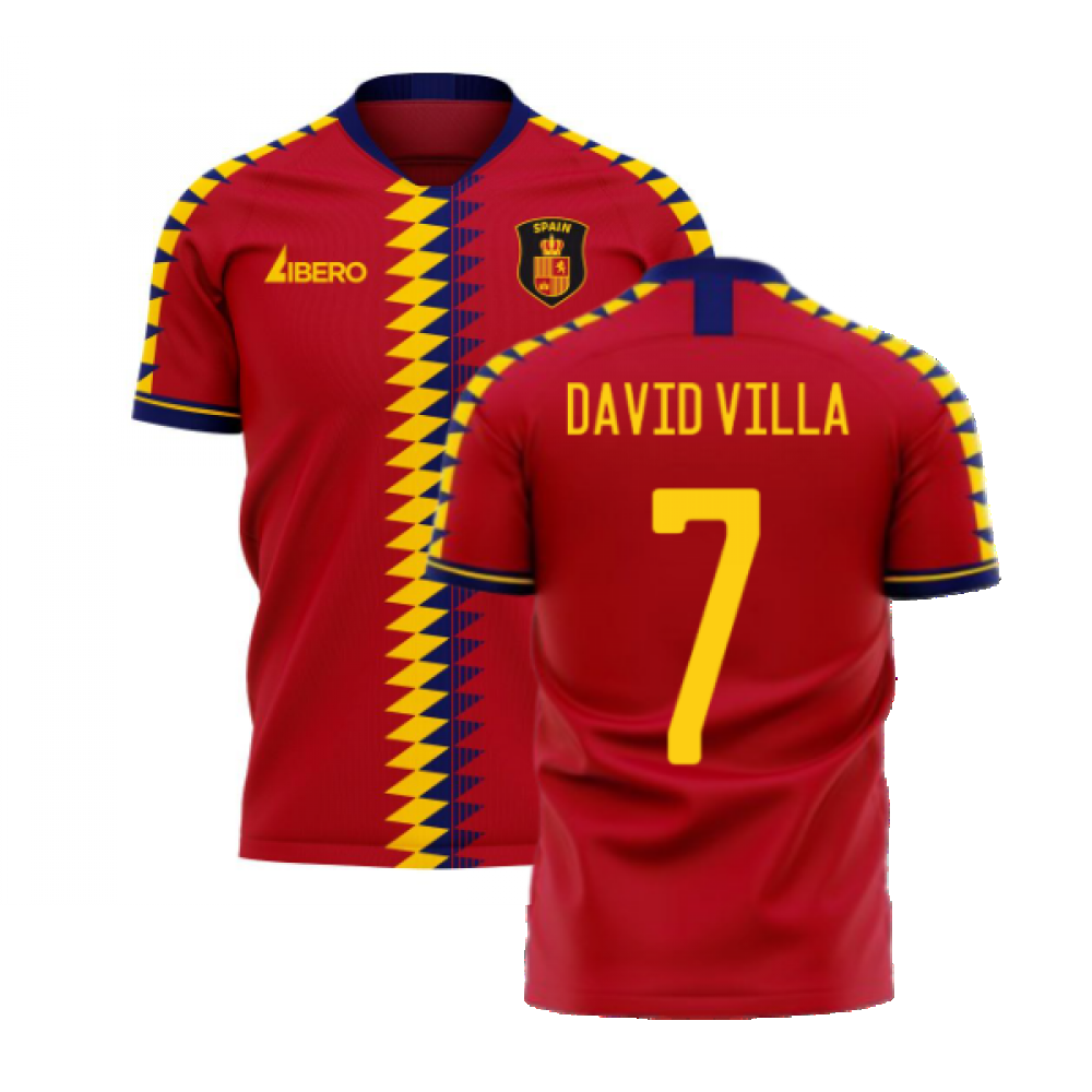 Spain 2024-2025 Home Concept Football Kit (Libero) (DAVID VILLA 7)