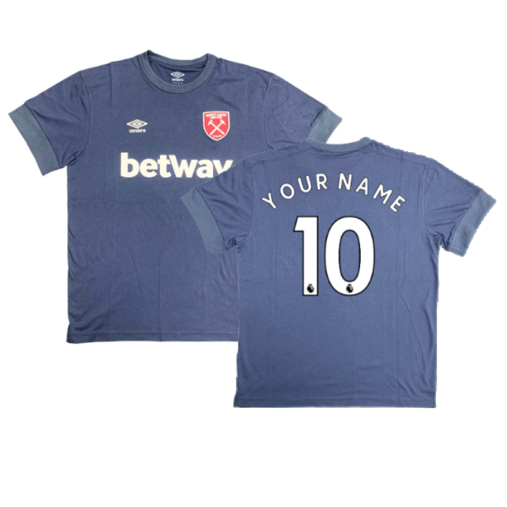 2022-2023 West Ham Travel Tee (S) - Dark Navy (Your Name)