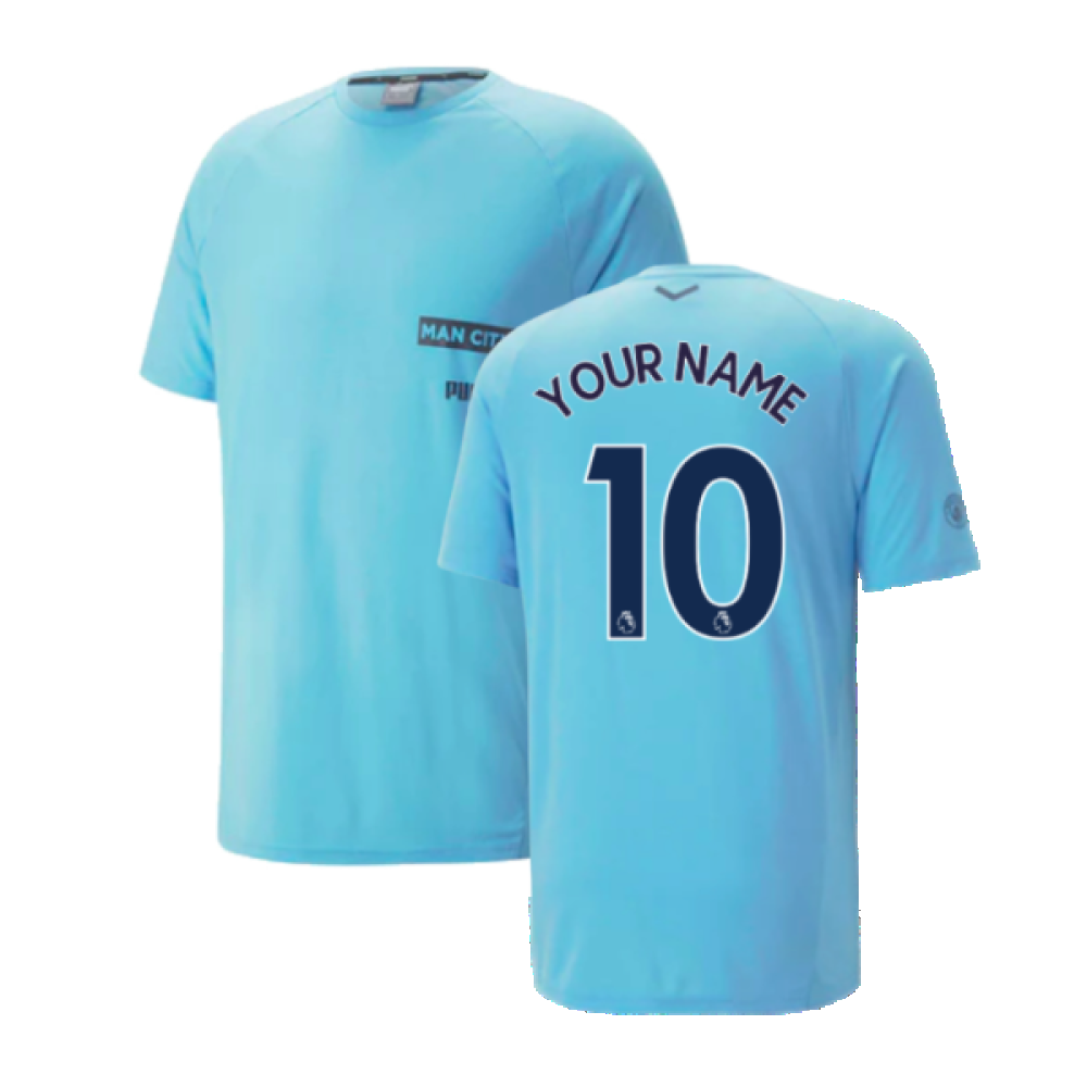 2022-2023 Man City Casuals Tee (Light Blue) (Your Name)