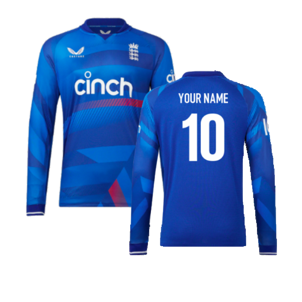 2023 England Cricket ODI Replica Long Sleeve Jersey (Your Name)