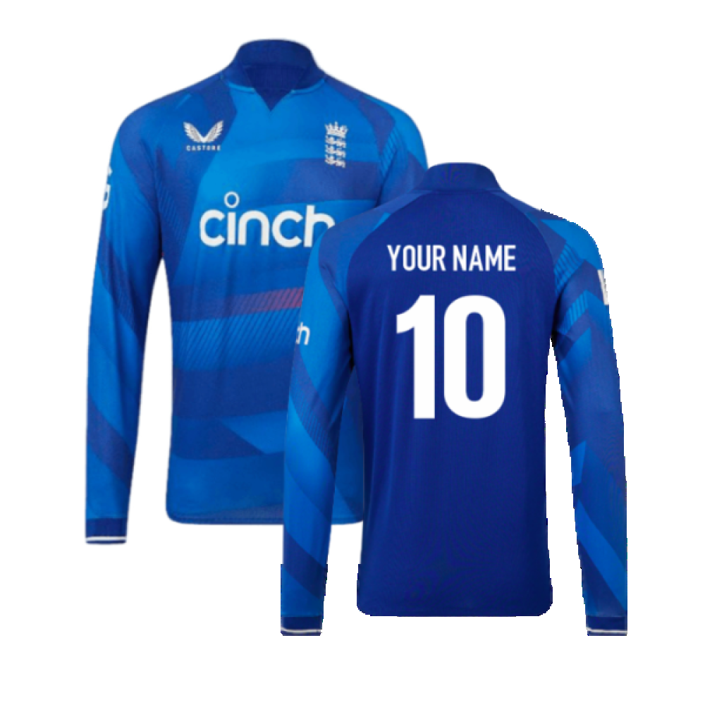 2023 England ODI Pro Long Sleeve Jersey (Blue) (Your Name)