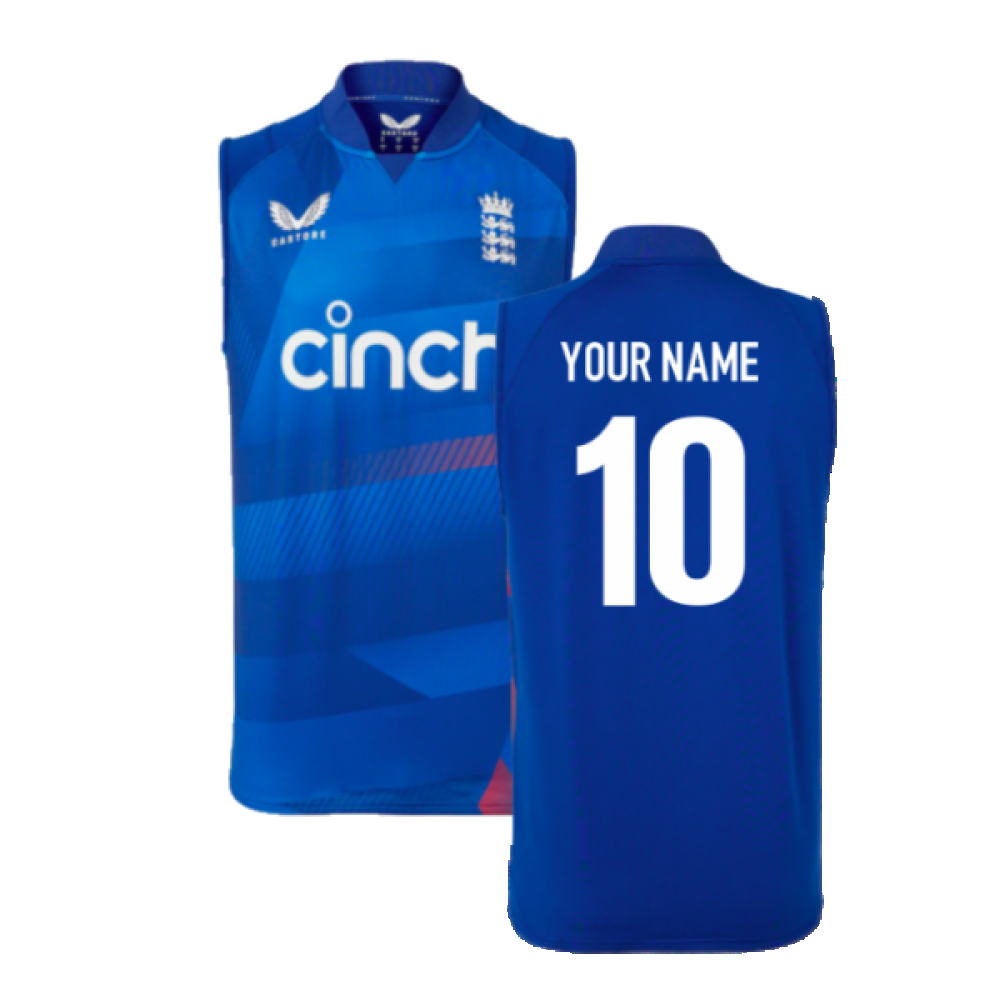 2023 England ODI Sleeveless Vest (Blue) (Your Name)