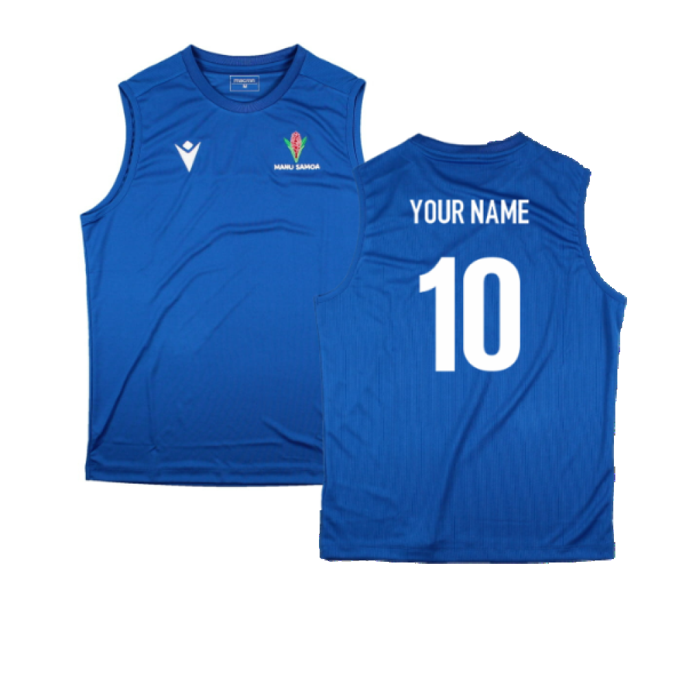 2023-2024 Samoa Rugby Sleeveless Training Jersey (Royal) (Your Name)