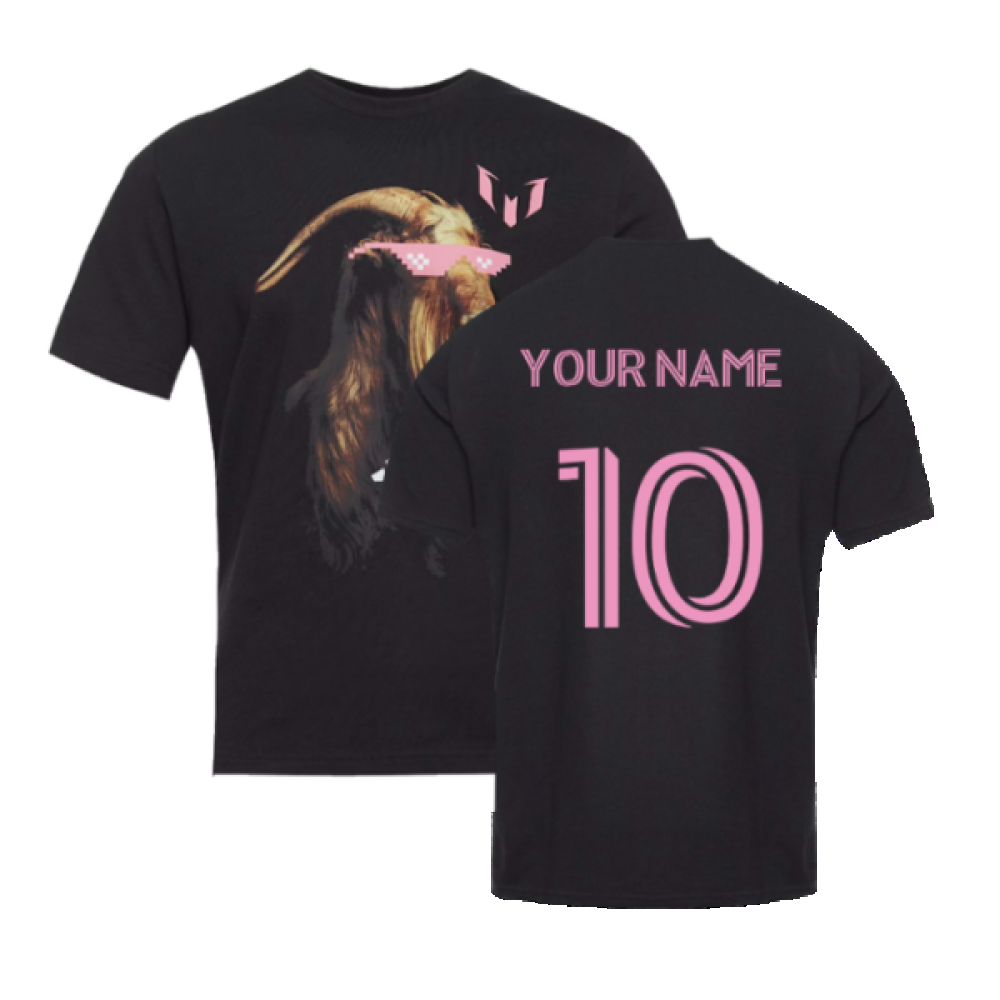 2023-2024 Inter Miami Messi Sunny GOAT T-Shirt (Black) (Your Name)