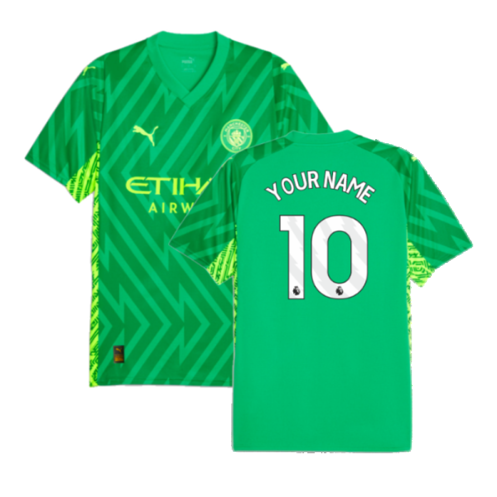 2023-2024 Man City Goalkeeper Shirt (Green) - Kids (Your Name)