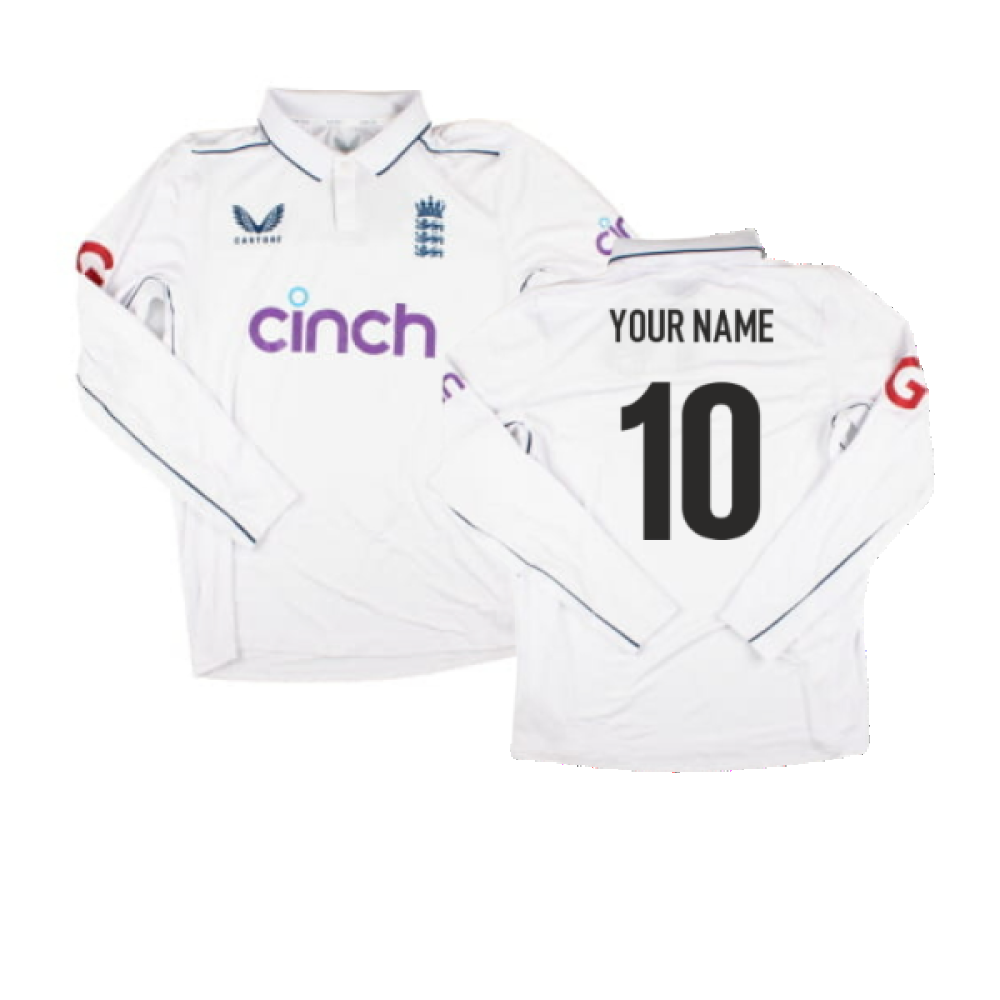 2024-2025 England Test Cricket Pro LS Shirt (White) (Your Name)